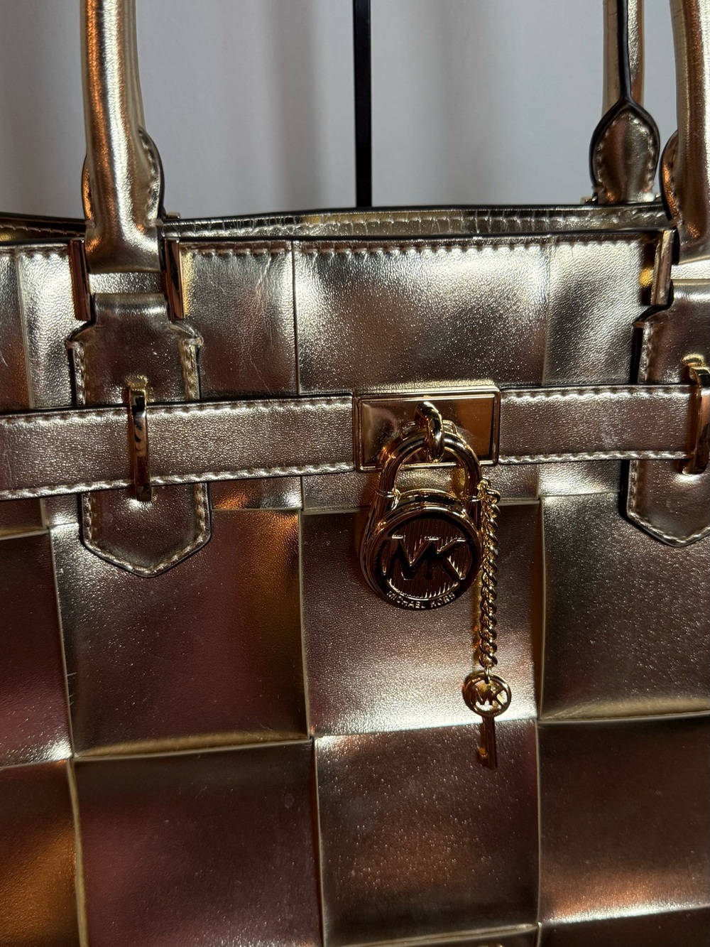 Michael Kors Hamilton Medium Metallic Satchel (with callouts) - Picture 2 of 13